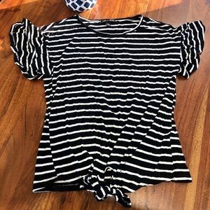 Stripe oversized top with cute bow